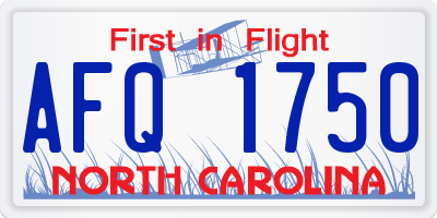 NC license plate AFQ1750