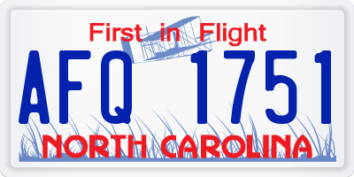 NC license plate AFQ1751