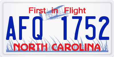 NC license plate AFQ1752