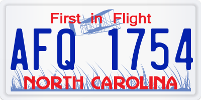 NC license plate AFQ1754