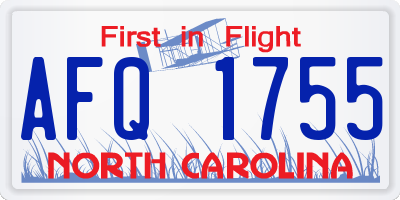 NC license plate AFQ1755