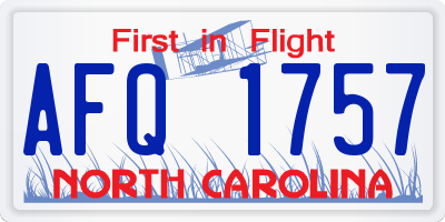 NC license plate AFQ1757