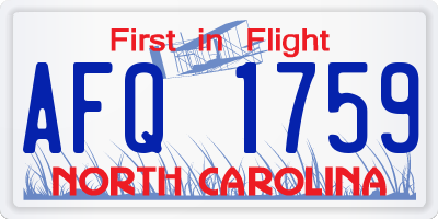 NC license plate AFQ1759