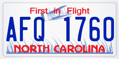 NC license plate AFQ1760