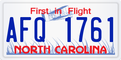 NC license plate AFQ1761