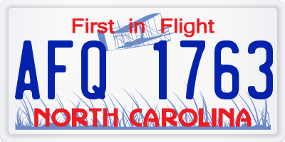 NC license plate AFQ1763
