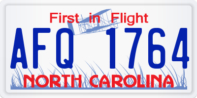 NC license plate AFQ1764
