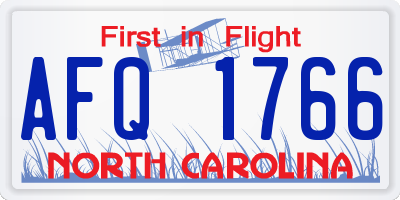 NC license plate AFQ1766