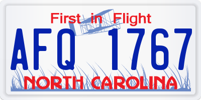 NC license plate AFQ1767