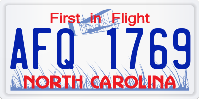 NC license plate AFQ1769
