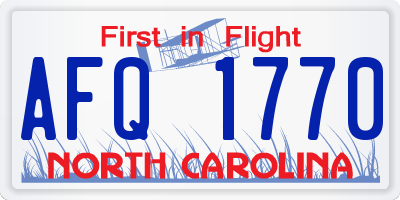 NC license plate AFQ1770