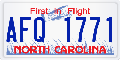 NC license plate AFQ1771