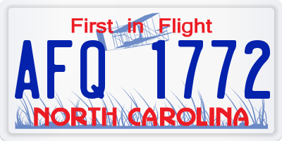 NC license plate AFQ1772