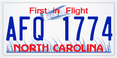 NC license plate AFQ1774