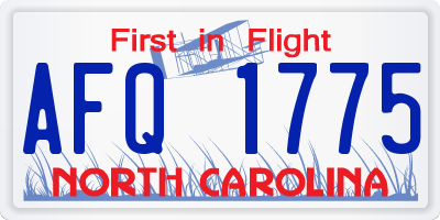 NC license plate AFQ1775