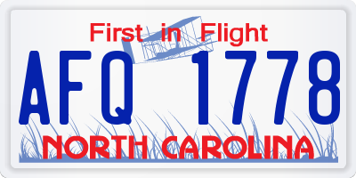 NC license plate AFQ1778