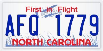 NC license plate AFQ1779