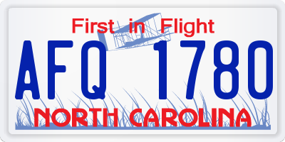 NC license plate AFQ1780