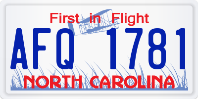 NC license plate AFQ1781