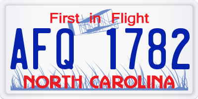 NC license plate AFQ1782