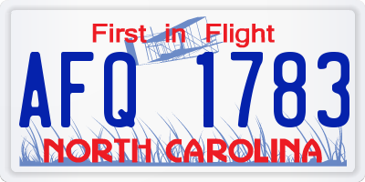 NC license plate AFQ1783