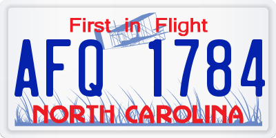 NC license plate AFQ1784