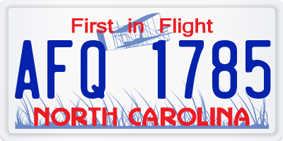 NC license plate AFQ1785