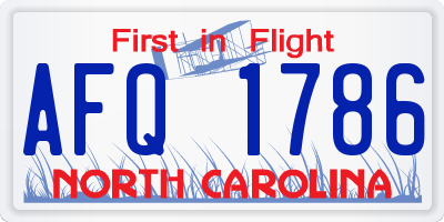 NC license plate AFQ1786