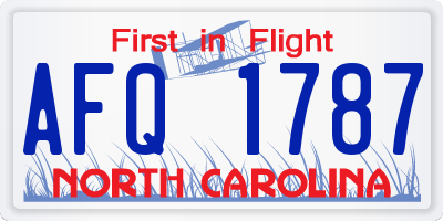 NC license plate AFQ1787