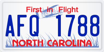 NC license plate AFQ1788