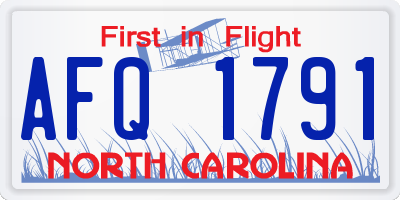 NC license plate AFQ1791