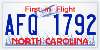NC license plate AFQ1792