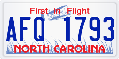 NC license plate AFQ1793