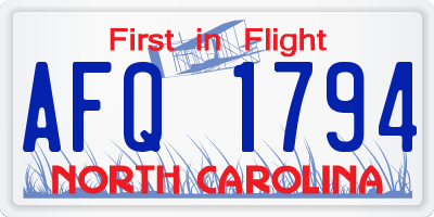 NC license plate AFQ1794