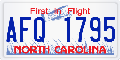 NC license plate AFQ1795