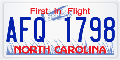 NC license plate AFQ1798