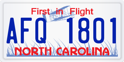 NC license plate AFQ1801