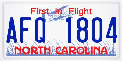 NC license plate AFQ1804