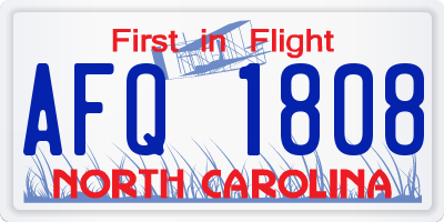 NC license plate AFQ1808