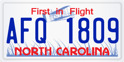 NC license plate AFQ1809