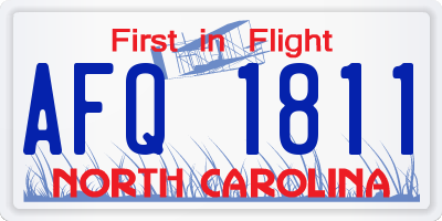 NC license plate AFQ1811