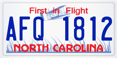 NC license plate AFQ1812