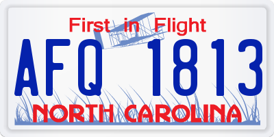 NC license plate AFQ1813