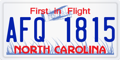 NC license plate AFQ1815