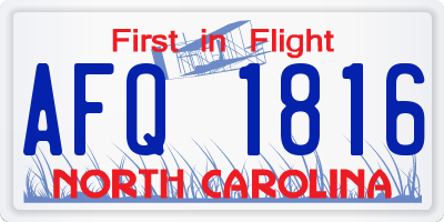 NC license plate AFQ1816