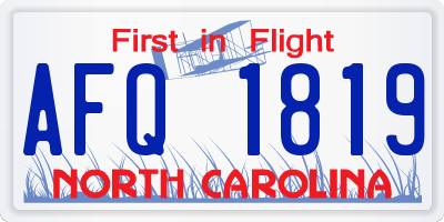 NC license plate AFQ1819