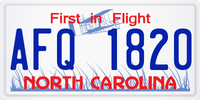 NC license plate AFQ1820