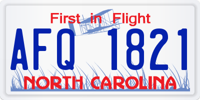 NC license plate AFQ1821