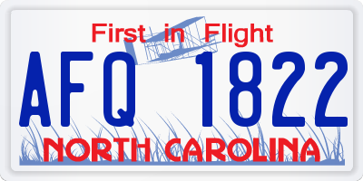 NC license plate AFQ1822