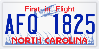 NC license plate AFQ1825